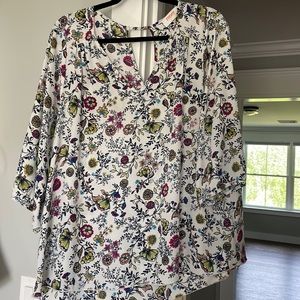 Renee c Three Quarter Sleeve Floral Top